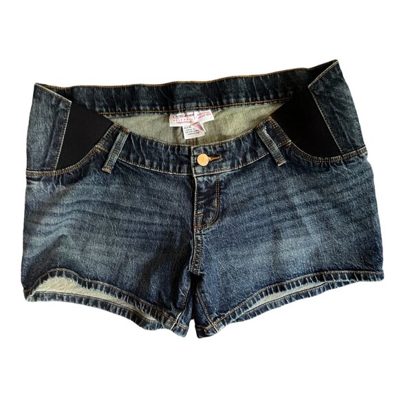 Isabel Maternity by Ingrid & Isabel Denim Shorts Dark Wash Sz 4 Womens w/ Back P - Picture 4 of 4